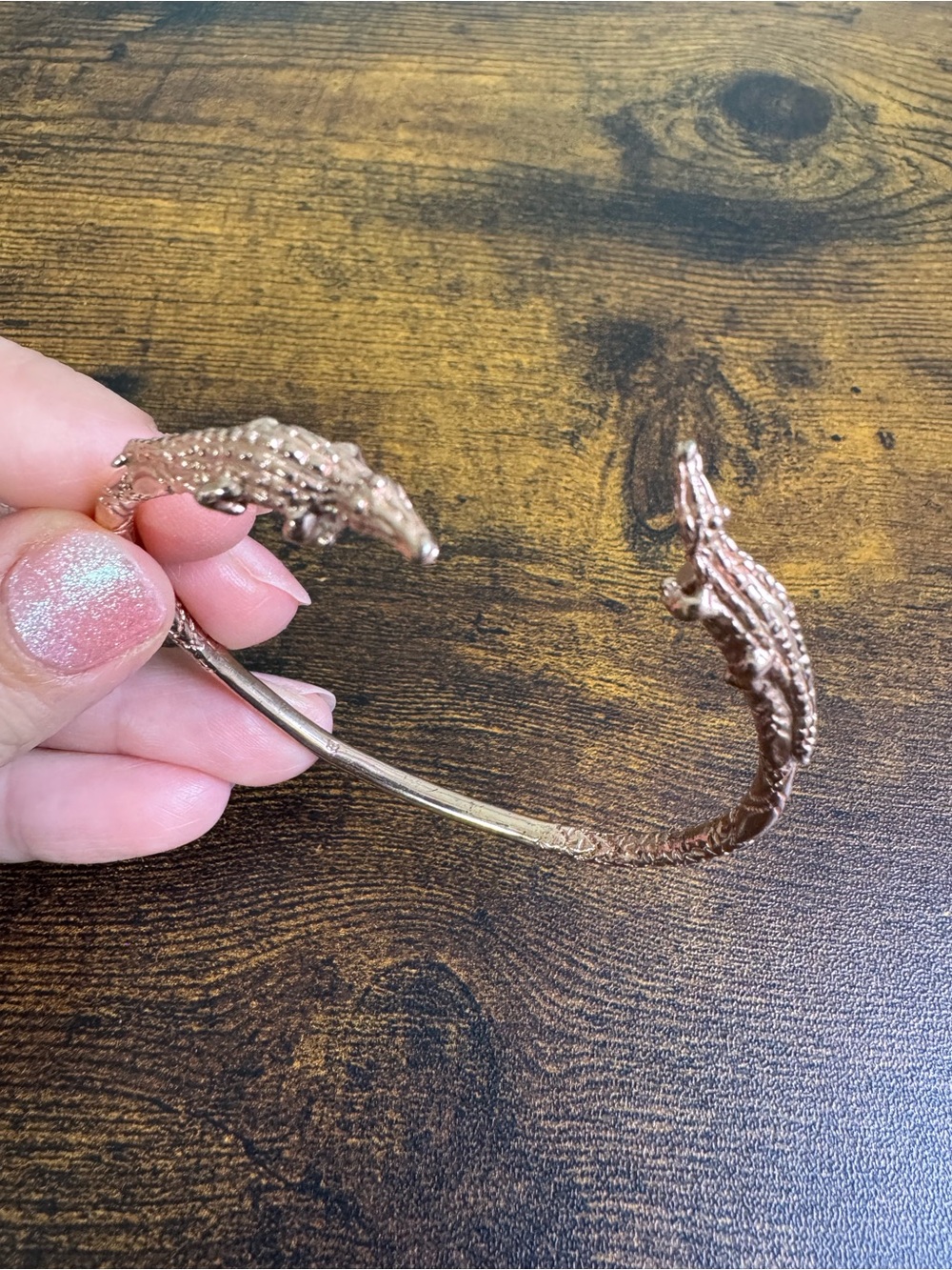 Banana Republic Rose Gold Crocodile-Style Open Cuff Bracelet